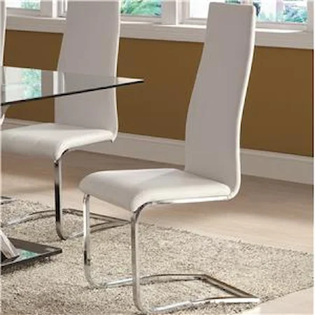 White Faux Leather Dining Chair with Chrome Legs